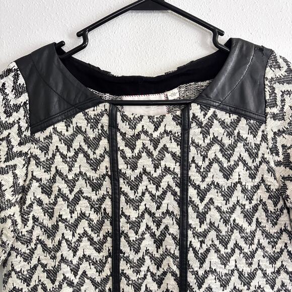 Anthropologie Postmark Sz S B&W Tunic Mid Mod 60s/70s Style Dress Vegan Leather - Picture 3 of 11